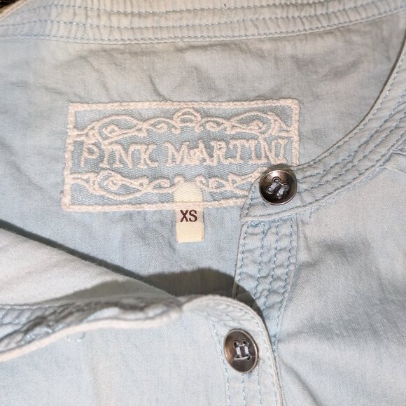 PINK MARTINI Blue Denim Button Front Shirt Dress Womens Size XS - Picture 6 of 6
